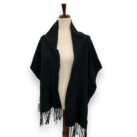 NEW Macy's Style&Co. Black Unisex Winter scarf Rectangle Classic Warm Fringe NWT - Picture 7 of 10